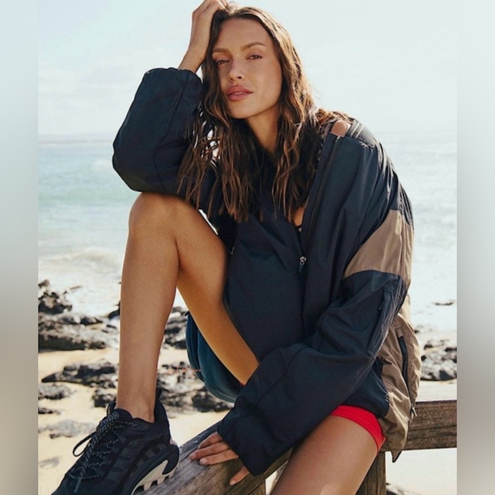 Free People Movement Match Up Rugby Pullover Windbreaker